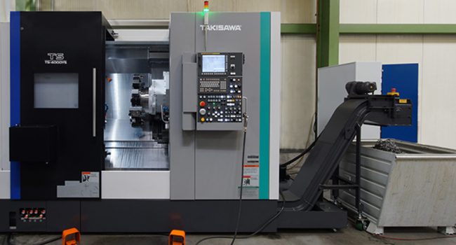 mechanische metallbearbeitung schoenebeck mierwald cnc drehzentrum Takisawa TS 4000YS Takisawa-TS-4000YS drehen maschine bearbeitungszentrum rotationssymmetrische Werkstücke bedienpult gegenspindel
